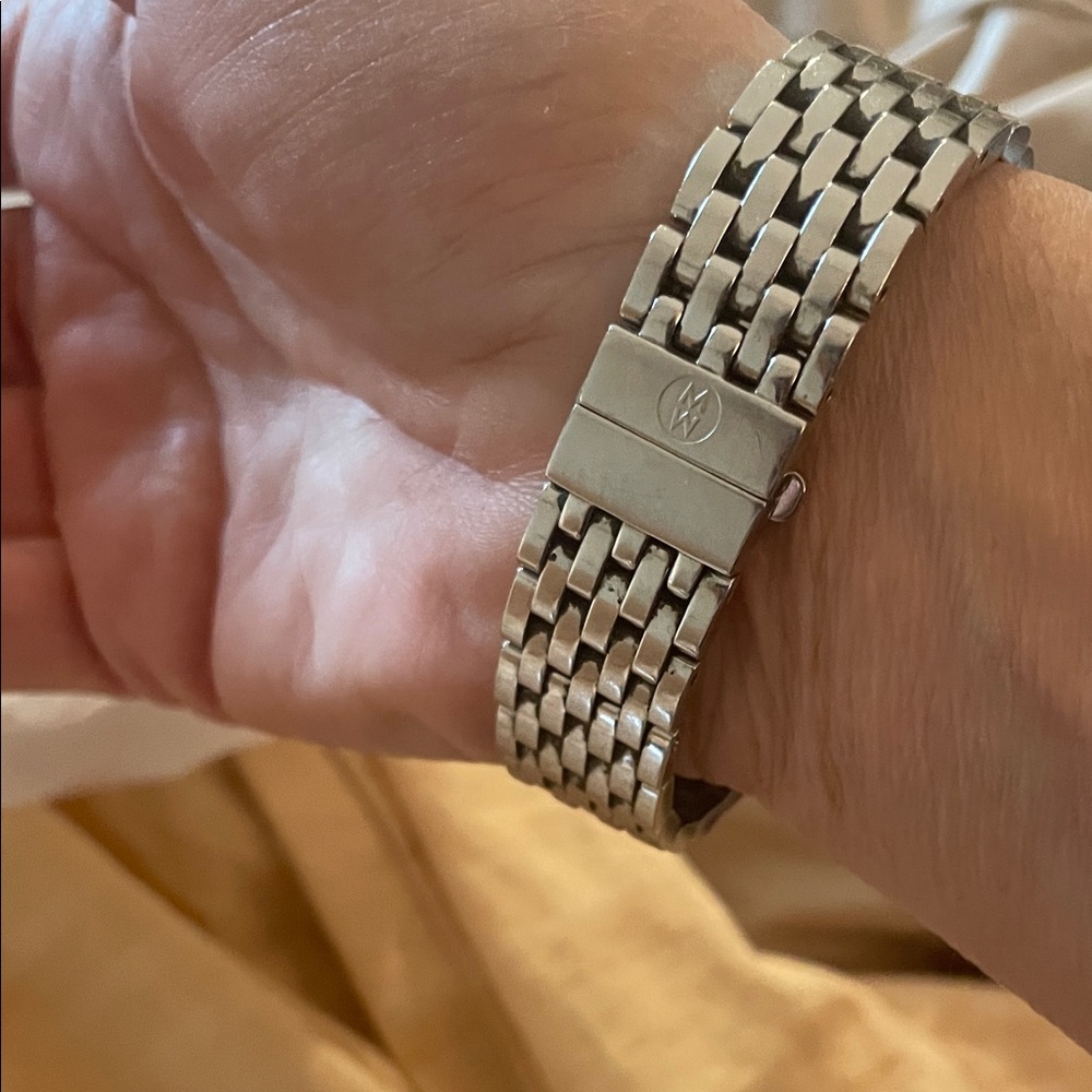 Michele Silver Deco Diamond-Trim Rectangular Bracelet Watch - Picture 3 of 4